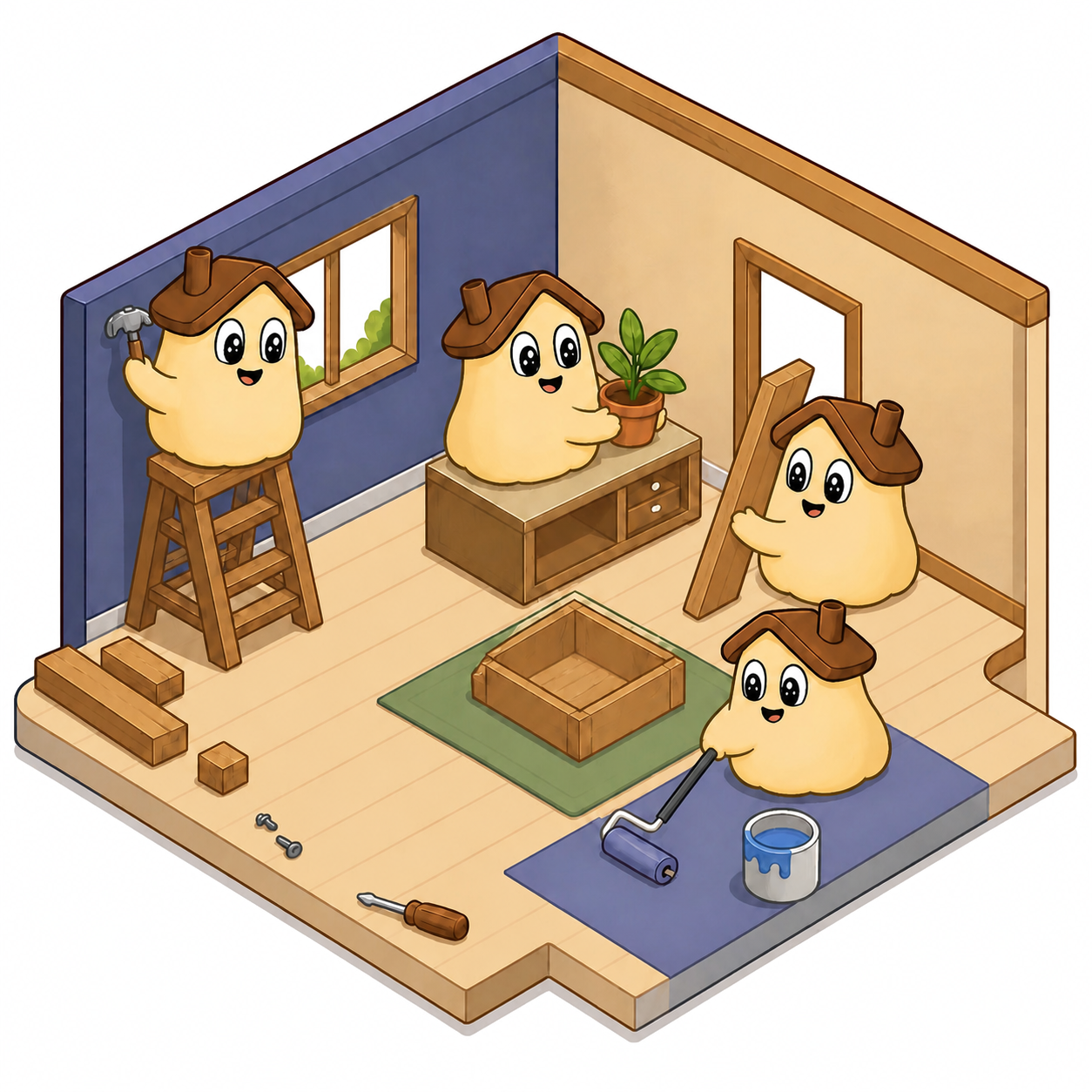 Rumy working on a house